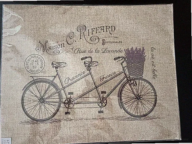 11 x 14 Linen Print Tandem Bicycle For 2 Provence France La Vie Est Belle Bike