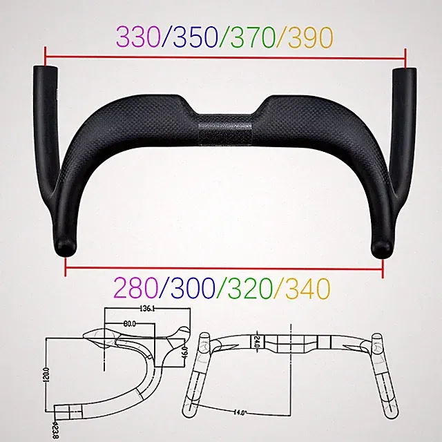14 ° Carbon Road Bicycle Handlebar Short Sports Bike Racing Drop Bar 31.8mm