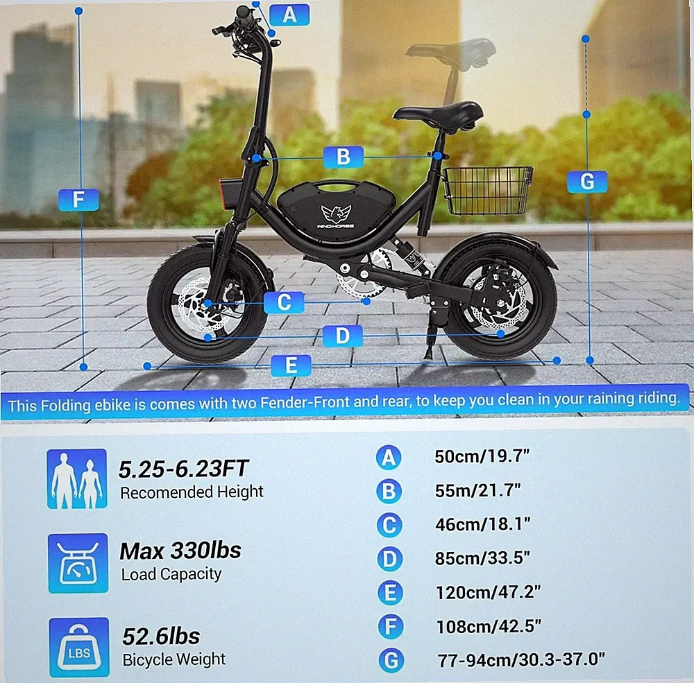 14" E-Folding Bike Electric Bicycle For Adults 36V City Bicycle Commuter E-bike