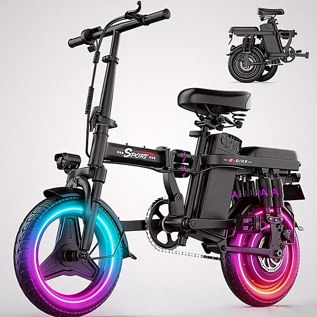 14 inch Mini Lightweight Folding Electric bike 1200W 48V 25MPH for Adults E bike