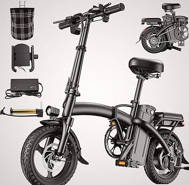 14" Lightweight Folding Electric Bike for Adults and Teens 700W Motor 20MPH 48V