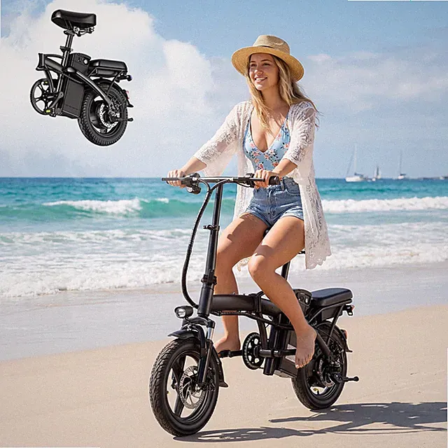 560W Foldable Electric Bike for Adults & Teens 14'' Commuting EBike 24MPH New