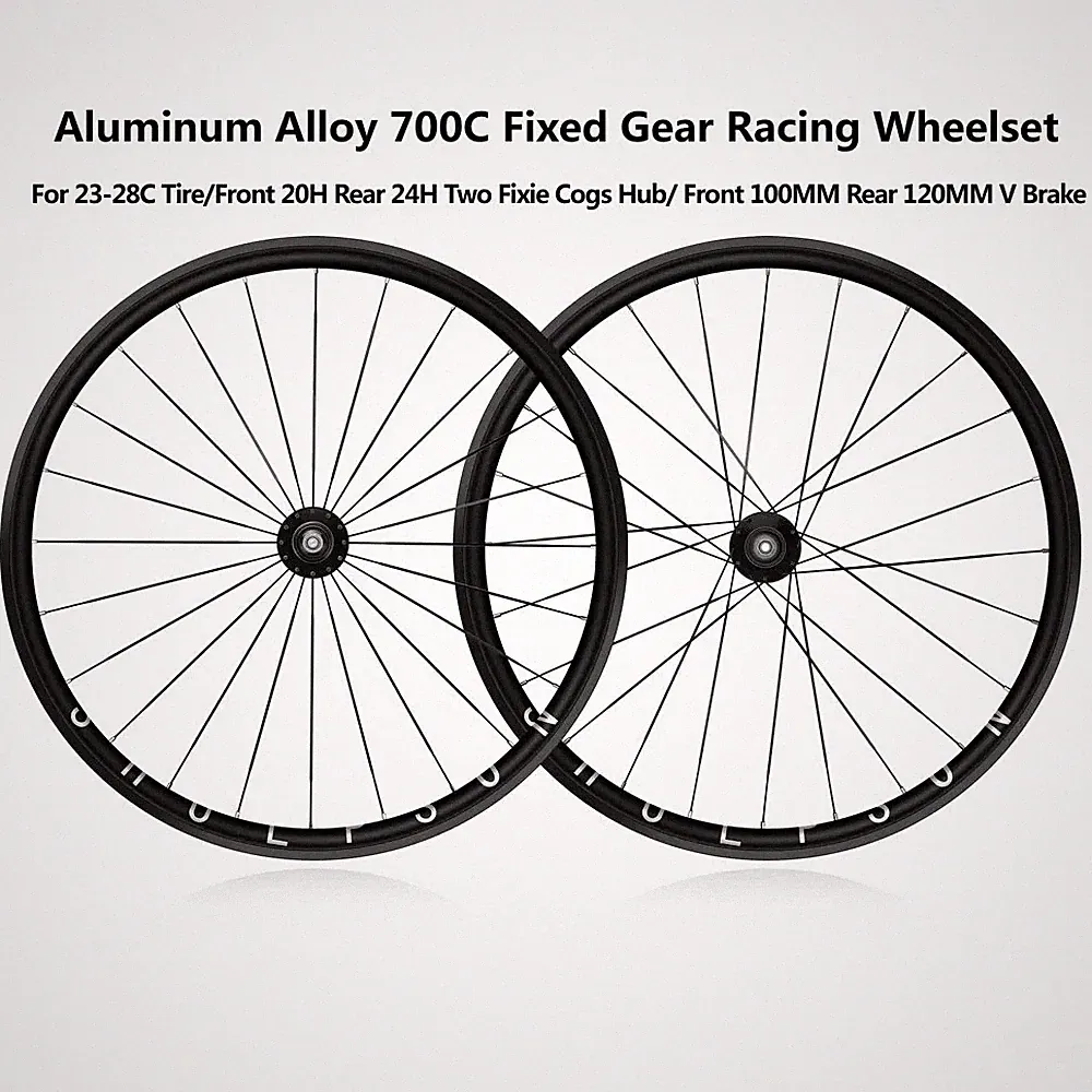 700C Fixed Gear Bike Wheelset High Strength 20-24H Bearing Hub Bicycle Wheel