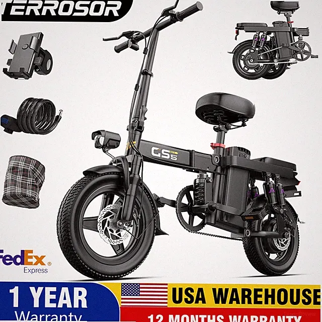 740W Folding Electric Bike for Adults&Teens 14'' Commuting EBike 25MPH e Bicycle