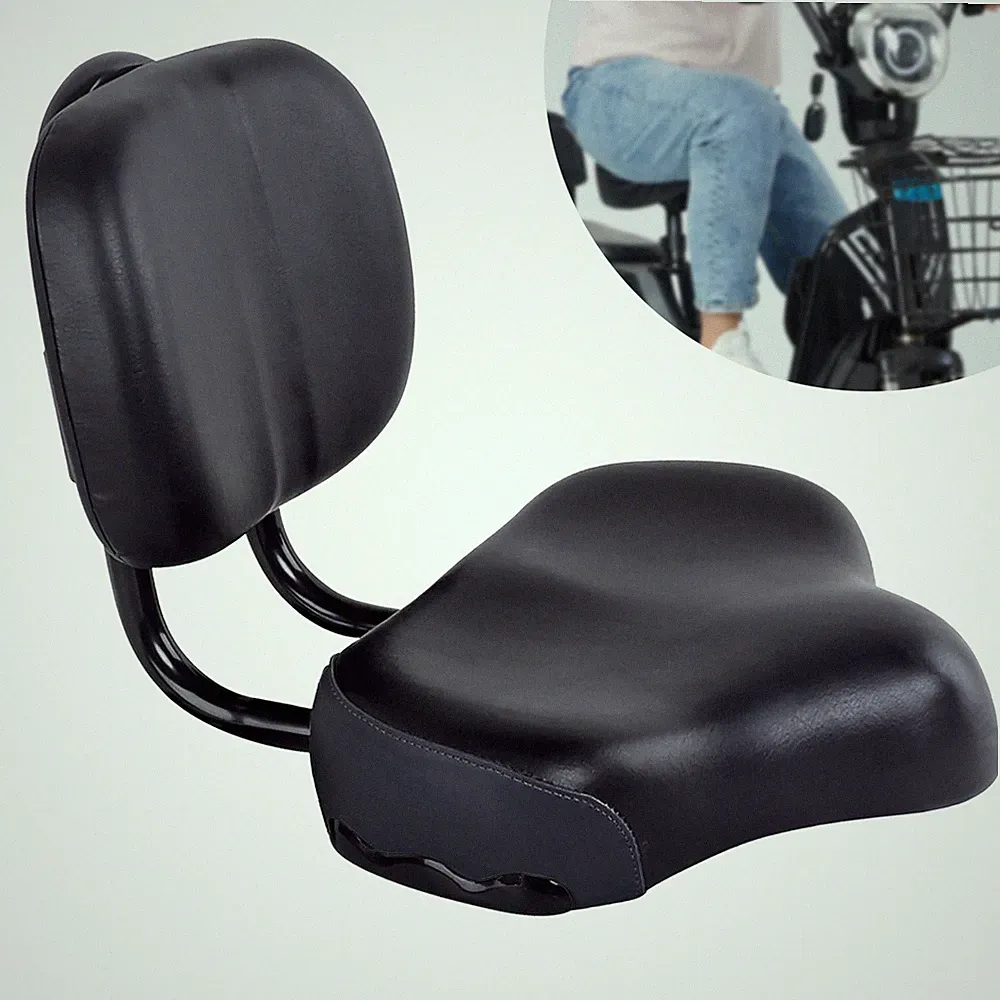 Black Wide Comfort Tricycle Bike Electric Bicycle Saddle Seat Pad with Back Rest