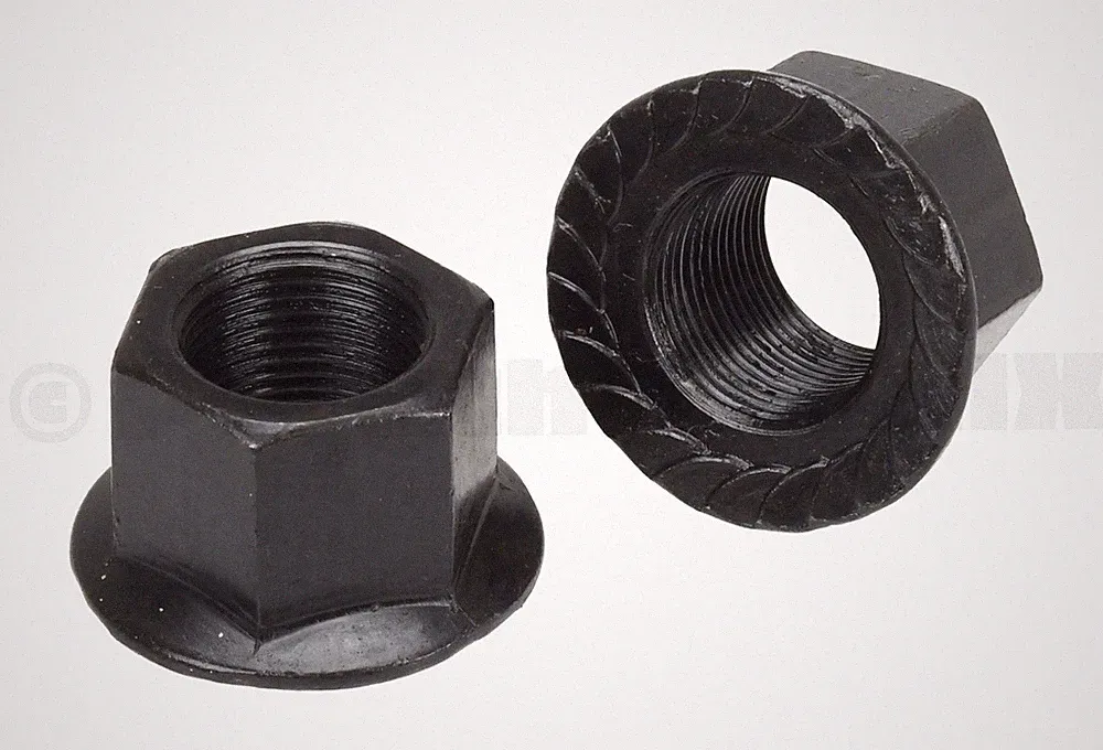 BMX bicycle flanged axle nuts 14mm (M14 X 1.0) - PAIR - BLACK