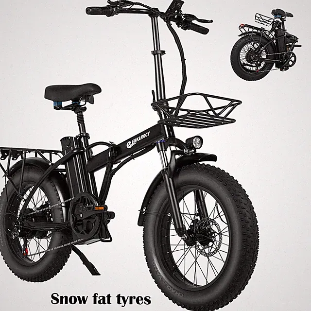 EBKAROCY Adult Folding Electric Bike Ebike 14/20" Fat Tire 48v Battery 750W