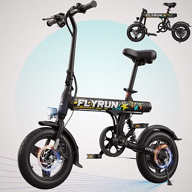 FLYRUN 14" Folding Electric Bicycle Peak 500W E-Bike Commuter for Adults Teens