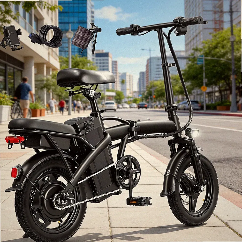 Foldable Electric Bike, 560W Motor 24MPH, 48V 10.4AH Removable Battery