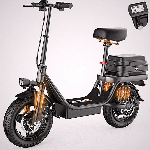 LIZIFLY GQ8 Folding Electric Bike Scooter EBike 500W 48V 15AH City Bicycle 14''