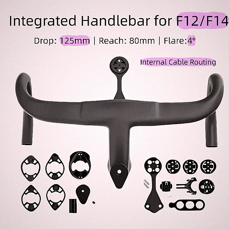 Road Bicycle Integrated Carbon Internal Cable Routing Bent Handlebar for F12 F14