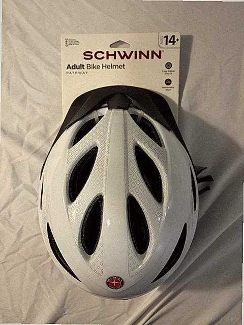 Schwinn Pathway Adult Bicycle Helmet with Removable Visor, ages 14+, White Bike